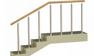 Ограждения со стойками в каждую ступень с пластиковым поручнем без ригелей купить в Нижнем Новгороде