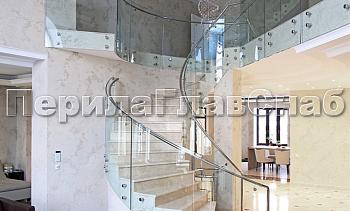 Стеклянные ограждения винтовой лестницы и баллюстрады в Нижнем Новгороде. Готовые проекты ПерилаГлавСнаб