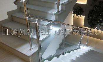 Нержавеющие перила и ограждения со стеклом и подсветкой в Нижнем Новгороде. Готовые проекты ПерилаГлавСнаб