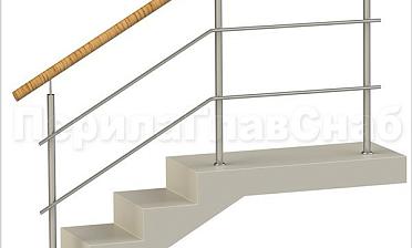 Два ригеля на сварке, круглый пластиковый поручень и круглые стойки купить в Нижнем Новгороде