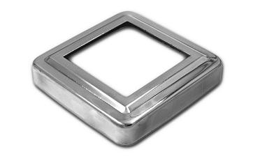 Низ стойки фигурный под трубу 50х50 мм, 83х83х0.5 мм, высота 17 мм, полированный (AISI 304) k375 купить в Нижнем Новгороде