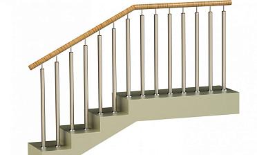 Ограждения с двумя стойками в каждую ступень с пластиковым поручнем и без ригелей купить в Нижнем Новгороде