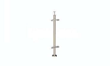 Стойка круглая  Ø38.1: 2 пластинчатых стеклодержателя, полированная, высота 950 мм (AISI 304) k729 купить в Нижнем Новгороде