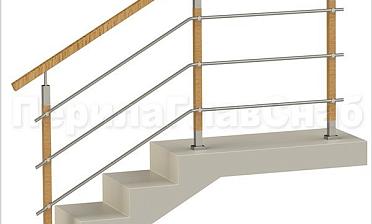 Три ригеля на держателях, квадратные деревянные поручень и стойки купить в Нижнем Новгороде