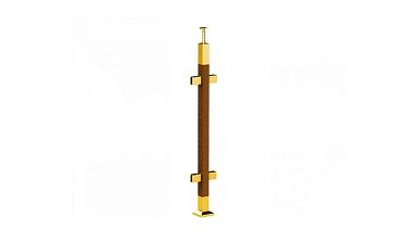 Готовая стойка 40х40х950 мм, деревянная, со вставками из нержавеющей стали 2х100 мм с 4 зажимными стеклодержателями, под золото k740-3-G купить в Нижнем Новгороде