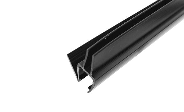 Уплотнитель для стекла 8 мм, блэк ультра - непрозрачный черный, пол-стекло 2200 мм t206-2 BL-U 2