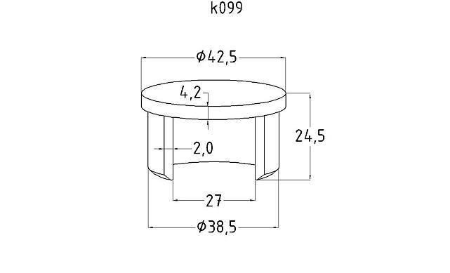 Заглушка для поручня с пазом Ø42.4 мм 5х34 мм полированная (AISI 316) k099 2