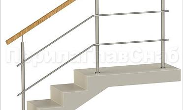 Два ригеля на сварке, квадратный деревянный поручень и круглые стойки купить в Нижнем Новгороде