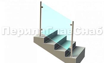 Ограждения лестницы без поручня с зажимными стеклодержателями и стойками в Нижнем Новгороде. Готовые проекты ПерилаГлавСнаб
