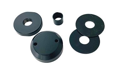 Комплект торцевого крепления несущего стекла, гайка-шайба Ø50х10х18 мм с внутренней резьбой М16, порошковая покраска RAL 9005 мат, AISI 304 Фk277-6-П купить в Нижнем Новгороде