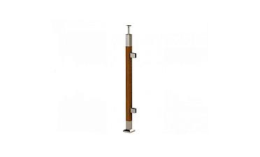 Готовая стойка 40х40х950 мм, деревянная, со вставками из нержавеющей стали 2х100 мм с 2 зажимными стеклодержателями k740-4-R купить в Нижнем Новгороде