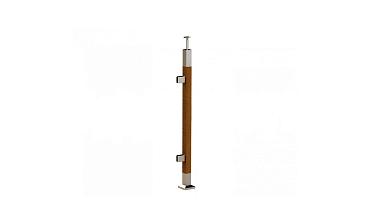 Готовая стойка 40х40х950 мм, деревянная, со вставками из нержавеющей стали 2х100 мм с 2 зажимными стеклодержателями k740-4-L купить в Нижнем Новгороде