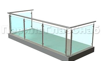 Ограждение из нержавеющей стали со стеклами для балкона в Нижнем Новгороде. Готовые проекты ПерилаГлавСнаб