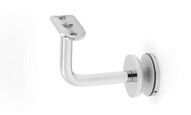 Держатель поручня Ø50.8 мм, на стекло 10-17 мм, Ø43х5 мм, вынос 60х70, нержавеющая сталь, полированная (AISI 304) k008-3 купить в Нижнем Новгороде