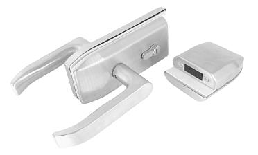 Замок с нажимной ручкой и притвором, евроцилиндр односторонний ключ/защелка, с ответной частью на стекло, шлифованный t155-3 SSS  купить в Нижнем Новгороде