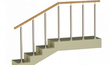 Ограждения со стойками в каждую ступень с квадратным деревянным поручнем без ригелей купить в Нижнем Новгороде