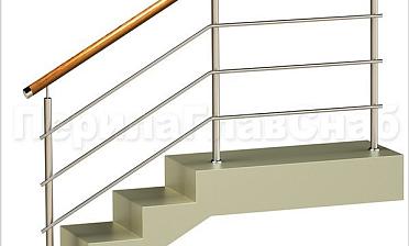 Три ригеля на сварке, круглый деревянный поручень и круглые стойки купить в Нижнем Новгороде