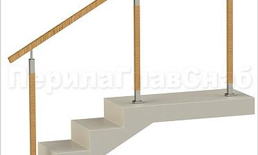 Нержавеющие ограждения без ригелей с квадратным деревянным поручнем и стойками с деревянными вставками купить в Нижнем Новгороде