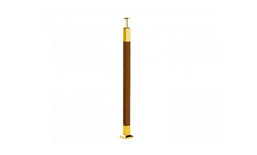 Готовая стойка 40х40х950 мм, деревянная нелакированная, со вставками из нержавеющей стали под золото 2х100 мм k740-G купить в Нижнем Новгороде