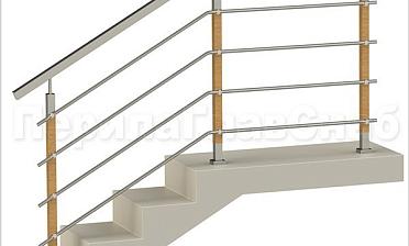 Четыре ригеля на держателях, квадратный поручень и стойки с деревянными вставками купить в Нижнем Новгороде