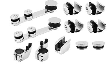 Комплект раздвижной системы для стеклянных дверей, AISI 304, полированный t405 купить в Нижнем Новгороде