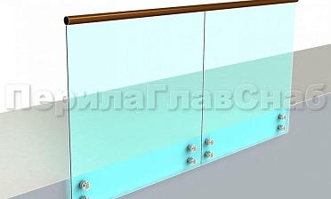 Ограждение с деревянным поручнем на точечном креплении купить в Нижнем Новгороде