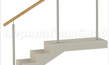 Нержавеющие ограждения без ригелей с квадратным деревянным поручнем купить в Нижнем Новгороде