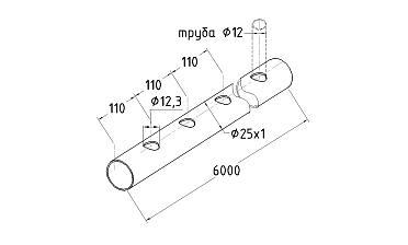 Труба AISI 304 25х1х6000, с перфорацией под  Ø12, 30°, GRIT 600 837-5 купить в Нижнем Новгороде