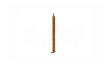 Дизайнерская плоская комбинированная стойка в сборе из шлифованной нержавеющей стали и древесины дуба с четырьмя ригеледержателями k742-2 купить в Нижнем Новгороде