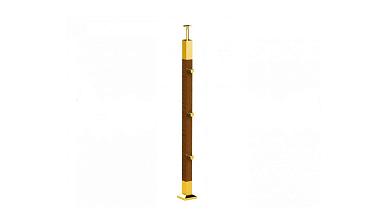 Готовая стойка 40х40х950 мм, деревянная, со вставками из нержавеющей стали 2х100 мм с 3 ригеледержателями k740-1-G купить в Нижнем Новгороде