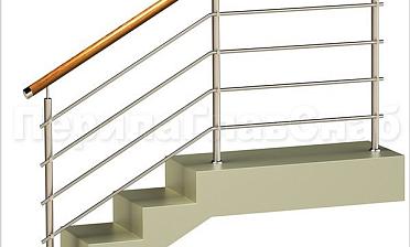 Четыре ригеля на держателях, круглый деревянный поручень и круглые стойки купить в Нижнем Новгороде