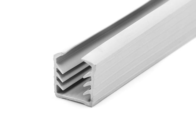 Уплотнитель в поручень с пазом 24х24 для стекла 12мм, EPDM (3-х метровый) СЕРЫЙ Фk301-G