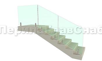 Цельностеклянное лестничное ограждение на министойках из нержавеющей стали для крыльца в Нижнем Новгороде. Готовые проекты ПерилаГлавСнаб