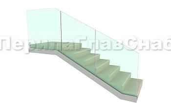 Цельностеклянное ограждение на зажимном алюминиевом профиле для крыльца в Нижнем Новгороде. Готовые проекты ПерилаГлавСнаб