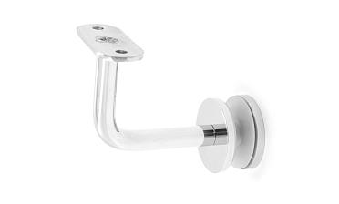 Держатель поручня на стекло 10-17 мм, с ложементом на плоскость, вынос 60х70 мм, Ø43х5 мм, нержавеющая сталь AISI 304, полированная k008-4 купить в Нижнем Новгороде