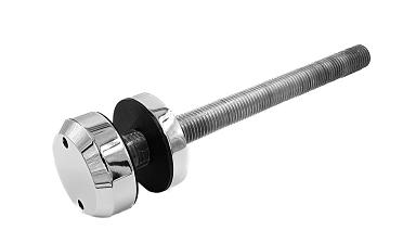 Стеклодержатель Ø50х10х18, шпилька М16х205 мм, для стекла 8-40 мм, AISI (201), с возможностью регулировки выноса до 65 мм, для торцевого крепления стекла, полированный, литой k277-3 купить в Нижнем Новгороде