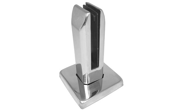 Стеклодержатель напольный, плоский 45х50х160 мм, для стекла 10 - 12 мм, полированный, без сверления стекла AISI 304 k282