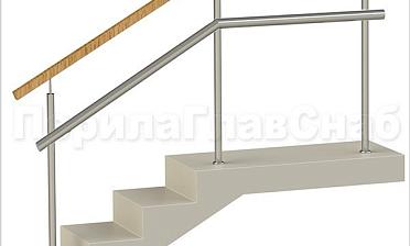 Ограждения с квадратным деревянным поручнем и дополнительным поручнем без ригелей купить в Нижнем Новгороде