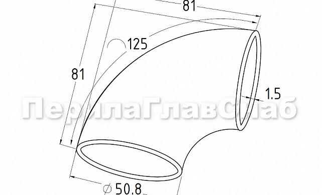 Отвод поручня под сварку под Ø50.8 мм, 400 Grit, (AISI 201) k021-8 2
