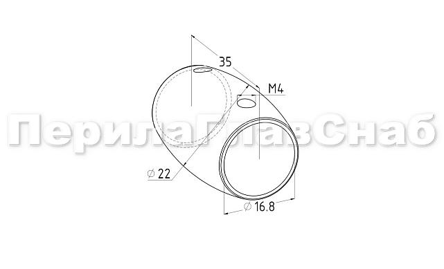Соединитель ригеля бочонок Ø16.0х1.5 мм, AISI 316 k062-2  3