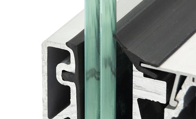 Комплект профиля зажимного для стекла 16 мм и 8+8,с отверстиями, АНОД. алюминий 100х60мм, т100-1-16 5