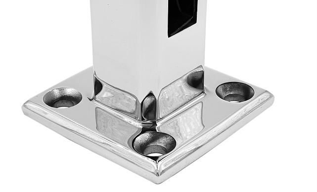 Стеклодержатель напольный 50х50х160 мм, литой, плоский, без сверления, нержавеющая сталь AISI 304, полированная k275-3 7