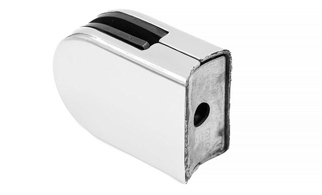 Стеклодержатель штампованный под стекло 10 мм (5+5 мм), под стойку Ø38.1 мм (39х24х55), полированный (AISI 304) k538-10 5