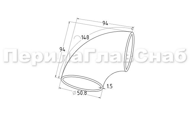 Отвод поручня под сварку для Ø50.8х1.5х145, AISI 201 #400 k021-15 2