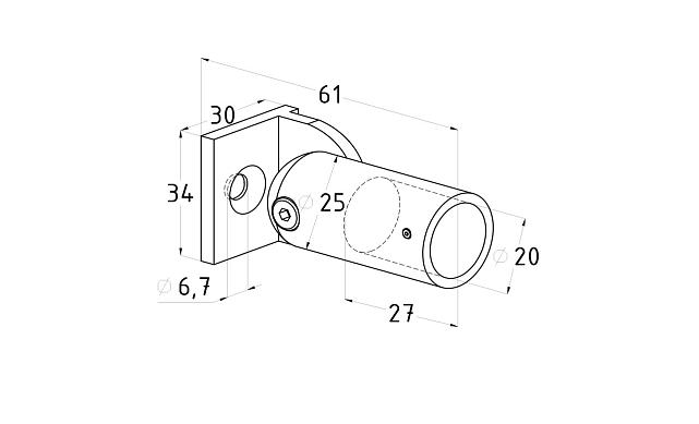 Соединитель труба-стена 19 мм, шарнирный, латунь, полированная t916 PС 2