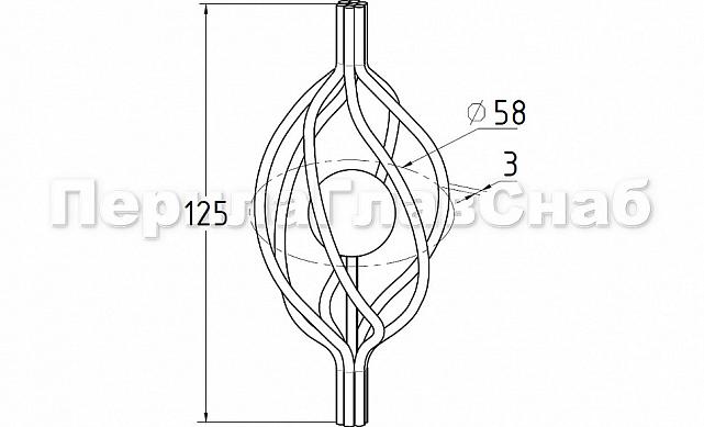 Декоративная вставка (корзинка) для стойки Ø25 мм с серебряным шаром k388-3 3