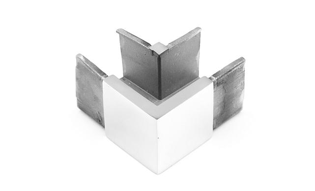 Отвод для поручня с пазом 40х40 мм, полированный, (AISI 304) k546 3