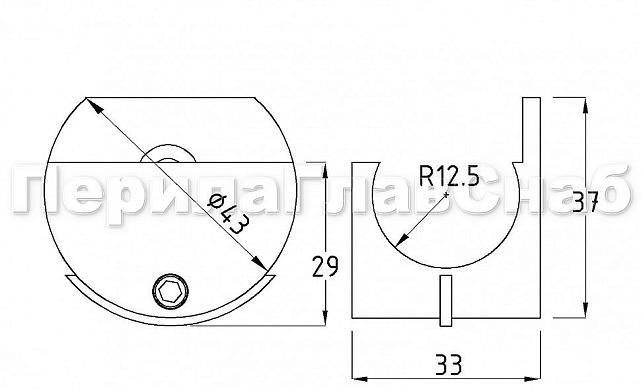 Крепление трубы к стене, AISI 304, полированное t830 PSS 3