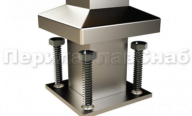 Готовая стойка 40х40х950 мм, деревянная, со вставками из нержавеющей стали 2х100 мм с 4 зажимными стеклодержателями, под золото k740-3-G 4