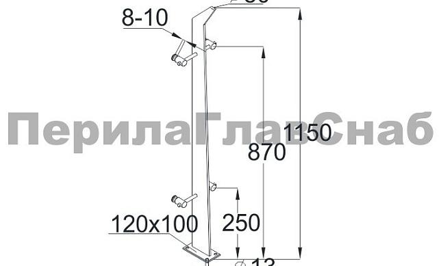 Стойка эксклюзивная с двумя спайдерными стеклодержателями, крепление в пол, нерегулируемый ложемент (AISI 304) k760 2